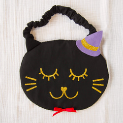 キラリと輝く黒猫ちゃんスタイ‍✨ハロウィン仮装 スタイ・よだれかけ