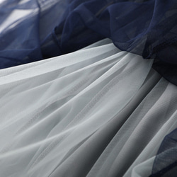 ネイビーxグレー ダブルチュールのスカート プリーツスカート 7枚目の画像