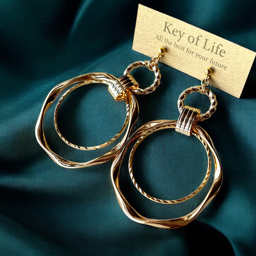 Key of Life▶︎ダブルフープ ゴールド 大ぶり サージカルステンレス