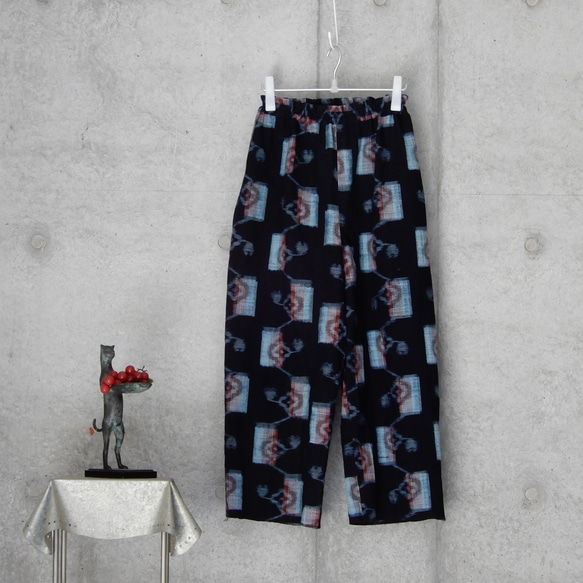 着物リメイク　久留米絣　木綿のパンツ/　 フリーサイズ 1枚目の画像