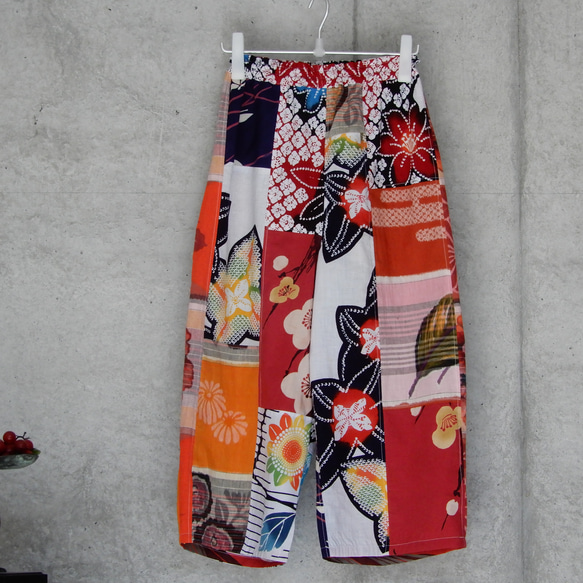 着物リメイク　久留米絣　木綿のパンツ/　 フリーサイズ 5枚目の画像