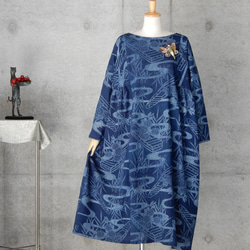 着物リメイク　竺仙のチュニックワンピース   フリーサイズ  kimono 5枚目の画像