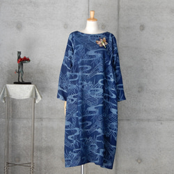 着物リメイク　竺仙のチュニックワンピース   フリーサイズ  kimono 6枚目の画像