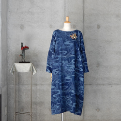 着物リメイク　竺仙のチュニックワンピース   フリーサイズ  kimono 8枚目の画像