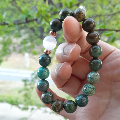 極上クリソコラブレスレットターコイズブルーパワーストーン7