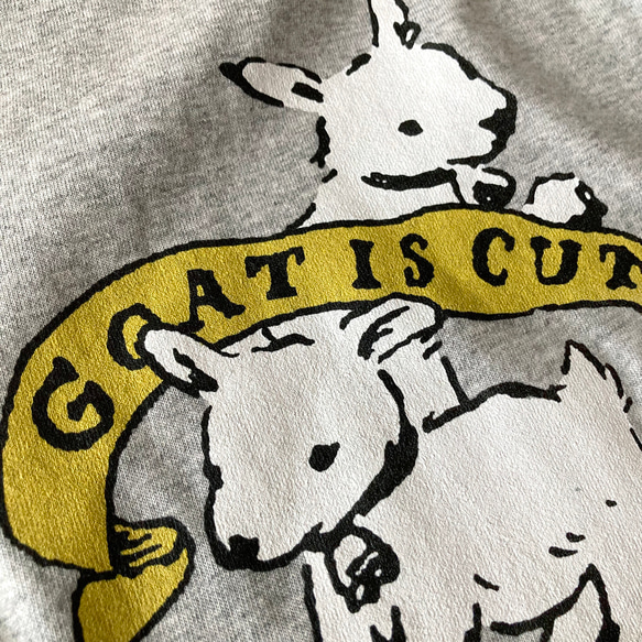 3/27〆切【４月上旬発送】Goat ロンＴ（グレー）｜子やぎ長袖Tシャツ〔動物シリーズ〕 6枚目の画像