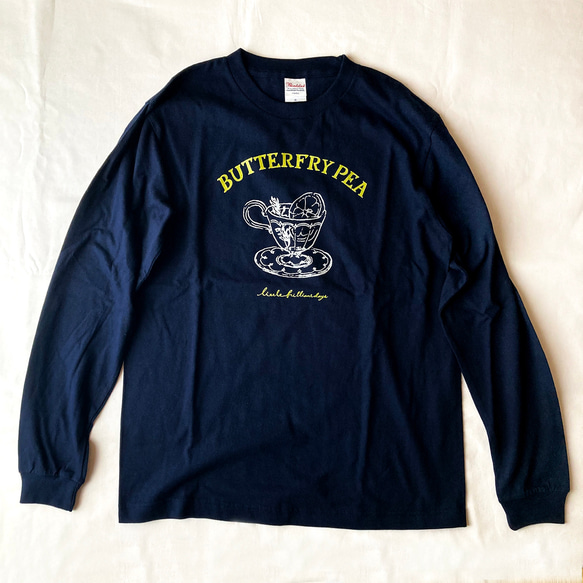 【4月初出貨】Butterflypea長T卹（海軍藍）| Butterflypea長袖T卹裁切縫製【茶系列】 第6張的照片