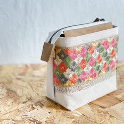 インド刺繡リボンと帆布の小さい鞄　《pochette》 4枚目の画像