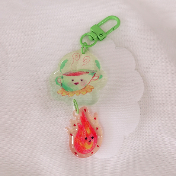 ティーカップと火の玉｜✿アクリルチャーム✻キラキラ効果
