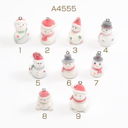 A4555-2  3個  クリスマスチャーム フロッキーチャーム 雪だるま 1カン  3X（1ヶ） 1枚目の画像