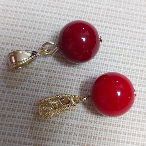 12mm】鮮やか 真っ赤な赤珊瑚 ペンダントトップ ☆大人可愛い 