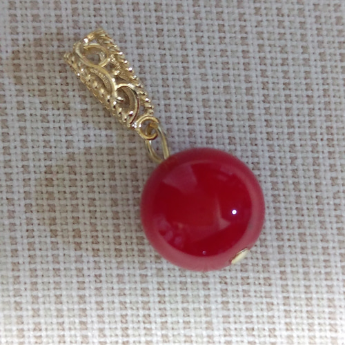 12mm】鮮やか 真っ赤な赤珊瑚 ペンダントトップ ☆大人可愛い 