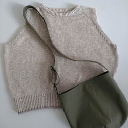 帆布のショルダーバッグ　サコッシュ　small/　オリーブ 5枚目の画像