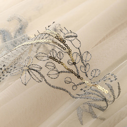 シックなスパンコールと刺繍の模様 ダブルチュールのスカート アンズ色のプリーツスカート 6枚目の画像