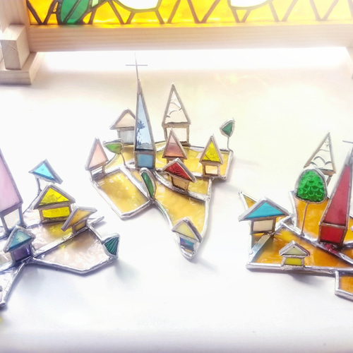 ステンドグラス 各種 ステンドグラス ハロウィンモチーフのモビール