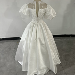 レトロパフスリーブ手作りビーズクラシカルプリンセスラインウェディングドレス結婚式 2枚目の画像