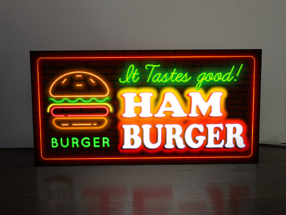 【Lサイズ】ハンバーガー ホットドッグ カフェ ダイナー 店舗 キッチンカー ランプ 看板 置物 雑貨 ライトBOX 2枚目の画像