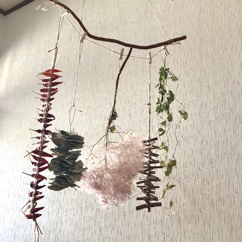 特価】スモークツリー スワッグ 唐辛子飾り ガーランド ＊ 枝 ユーカリ  