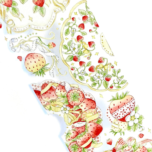 s-246○海外マスキングテープ 切り売り ／ 海外マステ 苺 いちご