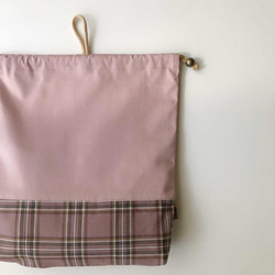 【大きめサイズ選択可】体操服入れ　体操着袋　くすみピンク　フリル×リボン　女の子 4枚目の画像
