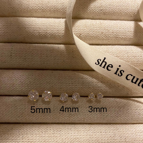 3mm／4mm／5mm 】一粒 ダイヤピアス 18k つけっぱなしOK 金アレ対応