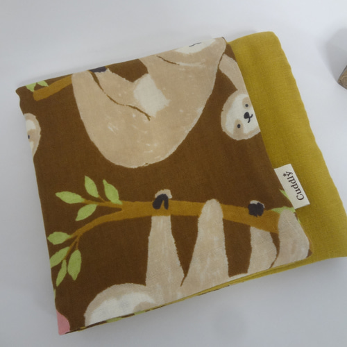 30㎝角*ナマケモノ*2*8重やわらかガーゼハンカチ*1枚*ハンドメイド