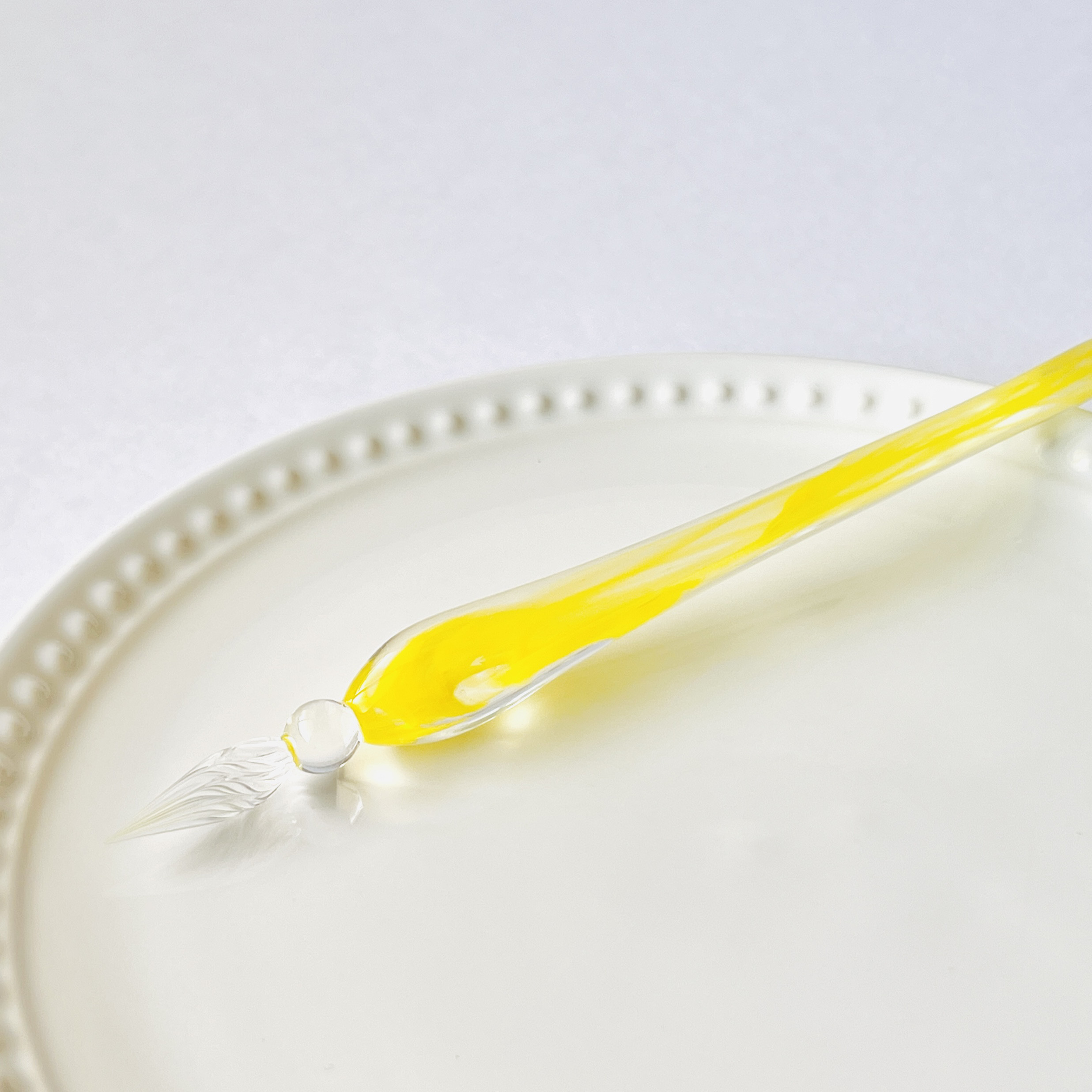 レモンイエローのガラスペン(細字)