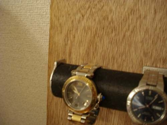 腕時計スタンド　ラッピング　時計スタンド　ウオッチスタンド　ブラック4本掛け壁付き丸パイプ腕時計スタンド　12922 2枚目の画像