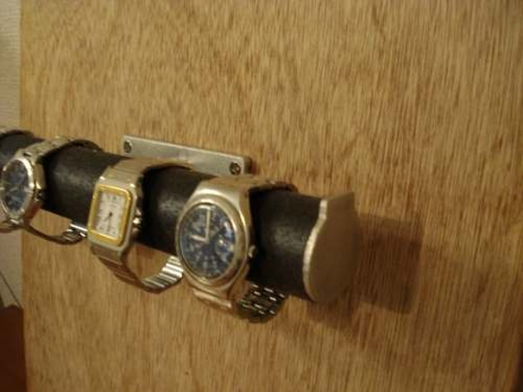 腕時計スタンド　ラッピング　時計スタンド　ウオッチスタンド　ブラック4本掛け壁付き丸パイプ腕時計スタンド　12922 3枚目の画像