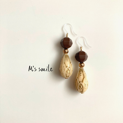 大人カジュアル☆秋にぴったりブラウンピアス.イヤリング 樹脂ピアス