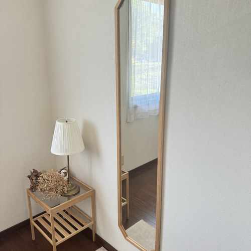 日本製】全身鏡 八角縦長ミラー アンティーク調ミラー ドレッサー