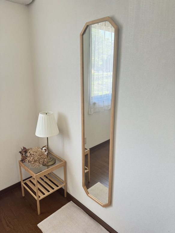 【日本製】全身鏡　八角縦長ミラー　アンティーク調ミラー 12枚目の画像