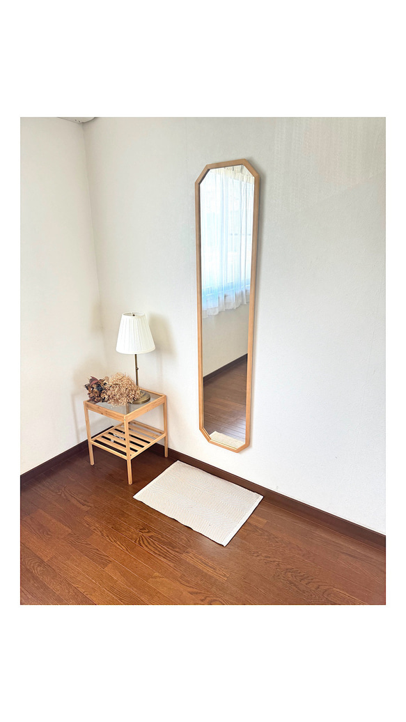 【日本製】全身鏡　八角縦長ミラー　アンティーク調ミラー 13枚目の画像