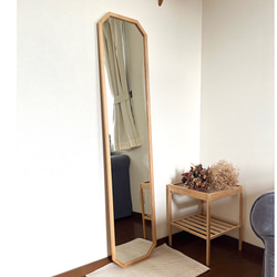 【日本製】全身鏡　八角縦長ミラー　アンティーク調ミラー 5枚目の画像
