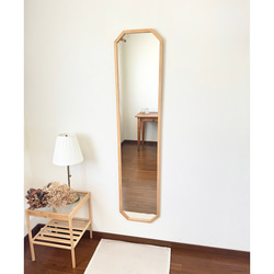 【日本製】全身鏡　八角縦長ミラー　アンティーク調ミラー 4枚目の画像