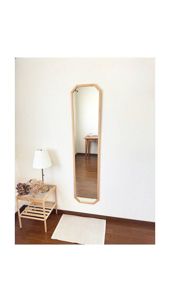 【日本製】全身鏡　八角縦長ミラー　アンティーク調ミラー 4枚目の画像