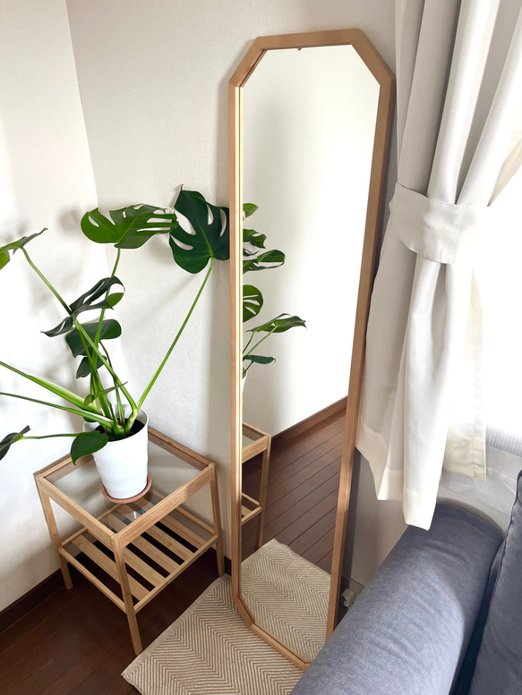 【日本製】全身鏡　八角縦長ミラー　アンティーク調ミラー 16枚目の画像