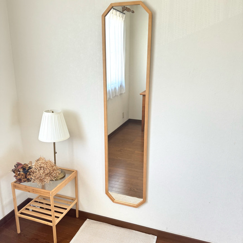 日本製】全身鏡 八角縦長ミラー アンティーク調ミラー ドレッサー