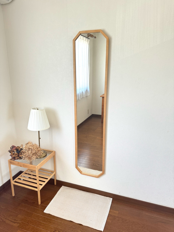 【日本製】全身鏡　八角縦長ミラー　アンティーク調ミラー 18枚目の画像