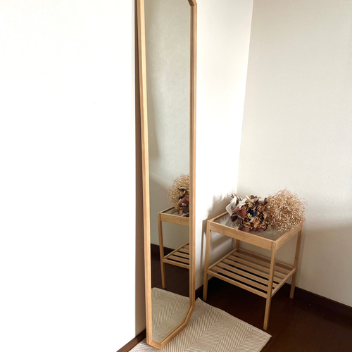 【日本製】八角縦長ミラー　アンティーク調 日本製】全身鏡 八角縦長ミラー アンティーク調ミラー ドレッサー