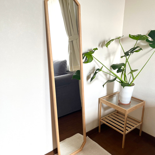 日本製】全身鏡 八角縦長ミラー アンティーク調ミラー ドレッサー