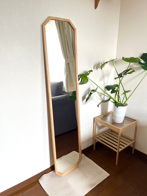 【日本製】全身鏡　八角縦長ミラー　アンティーク調ミラー 8枚目の画像