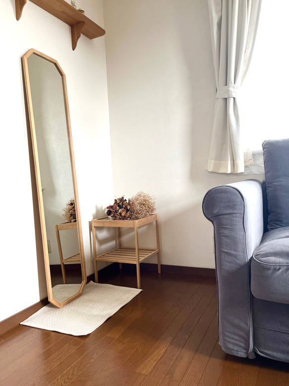 【日本製】全身鏡　八角縦長ミラー　アンティーク調ミラー 6枚目の画像