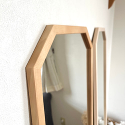 【日本製】全身鏡　八角縦長ミラー　アンティーク調ミラー 2枚目の画像