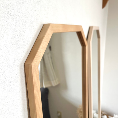 日本製】全身鏡 八角縦長ミラー アンティーク調ミラー ドレッサー