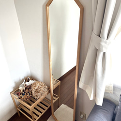 【日本製】全身鏡　八角縦長ミラー　アンティーク調ミラー 9枚目の画像