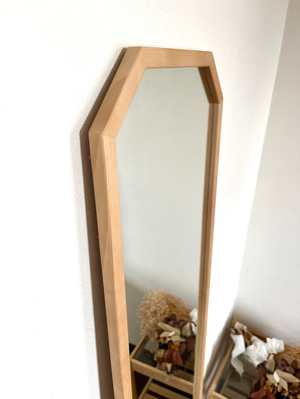 【日本製】全身鏡　八角縦長ミラー　アンティーク調ミラー 15枚目の画像