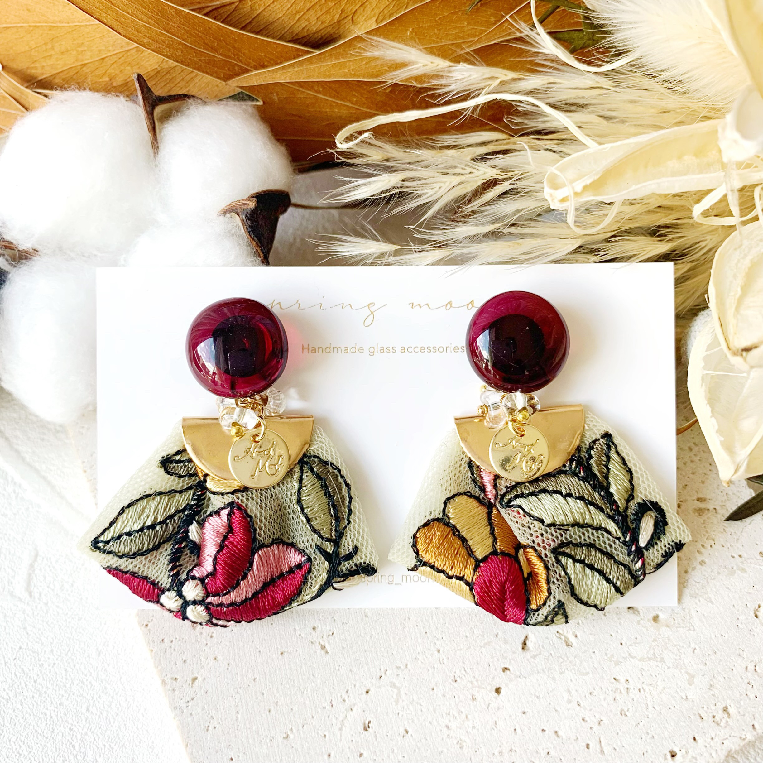 2way☆インド刺繍タッセル☆ガラスピアス