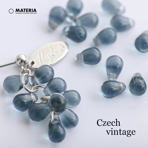 フランス ヴィンテージ 草花模様 ティアドロップ ガラスシェード