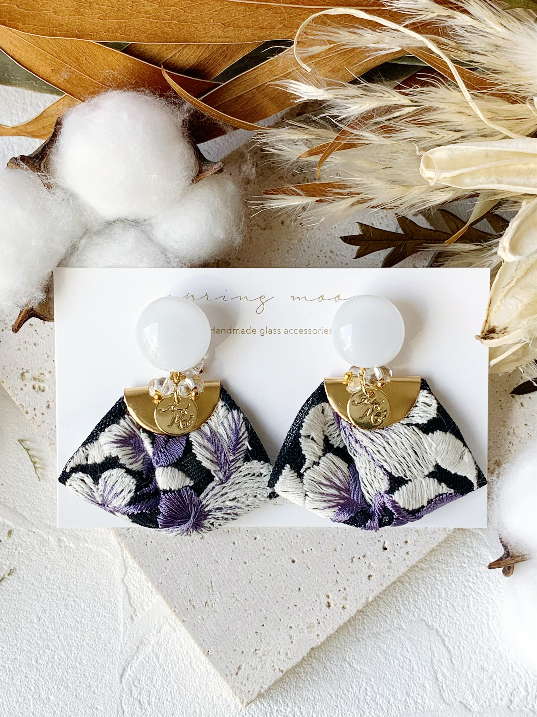 2way☆インド刺繍タッセル☆ガラスピアス